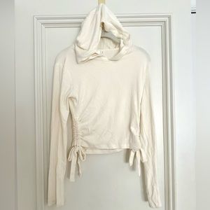 Cream hooded knit top